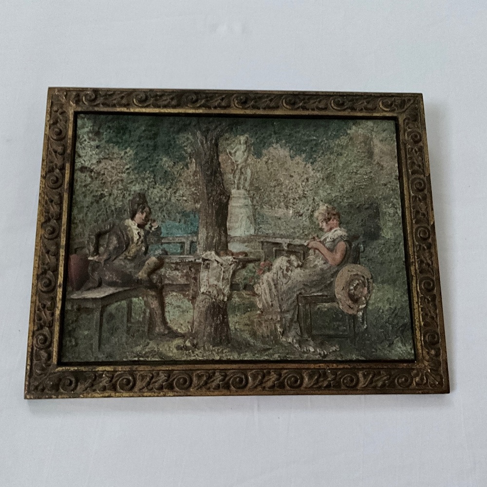 BRADLEY & HUBBARD Antique Painted Cast Iron Garden Scene